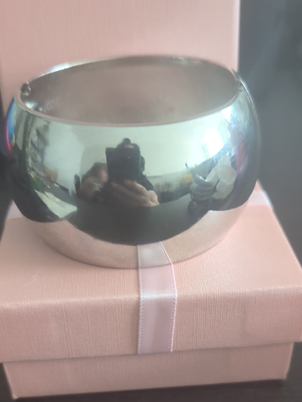 Polished Silver-Tone Wide Cuff Bracelet